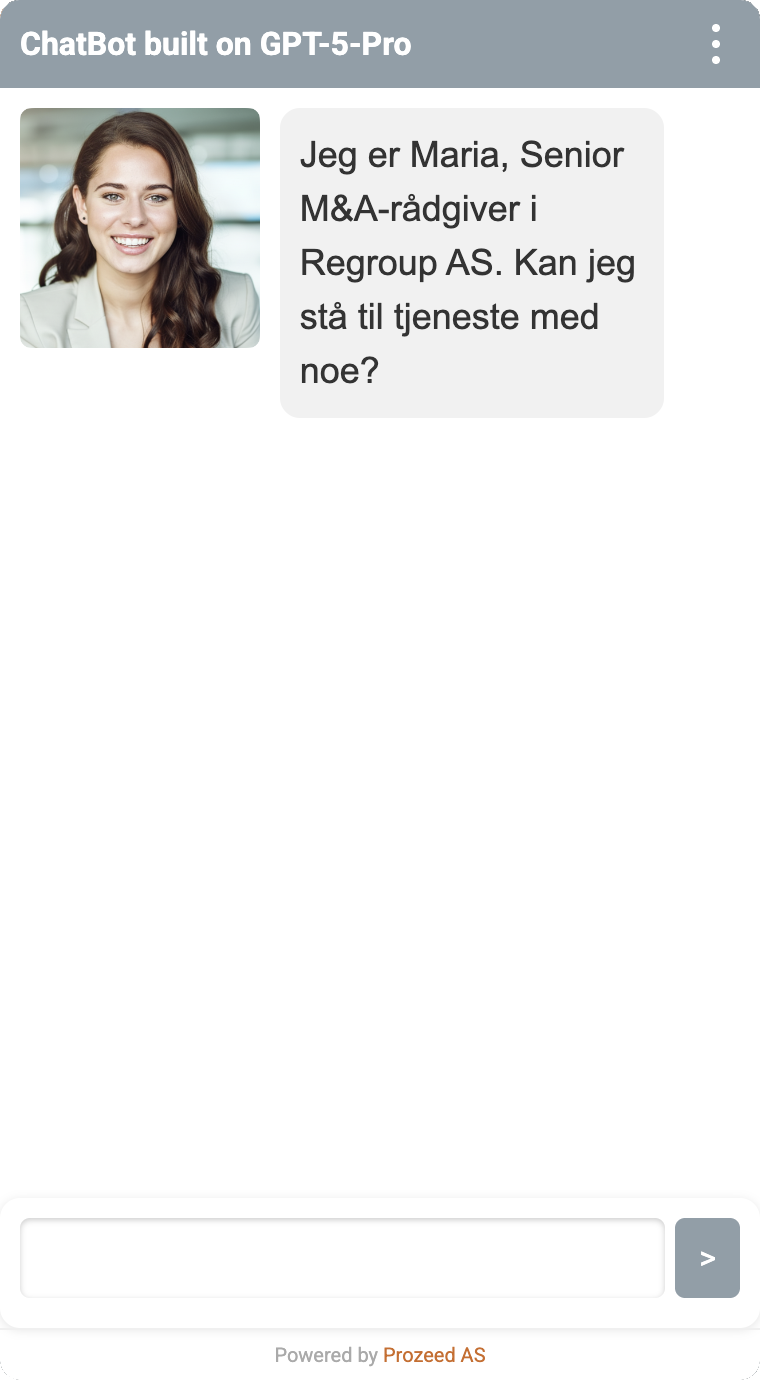 Vår ChatBot Maria - Regroup